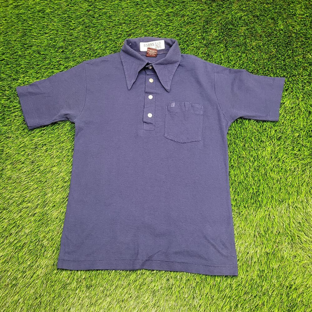 Vintage 80s Conor Preppy Polo Shirt XS/S 17x25 Navy-Blue USA